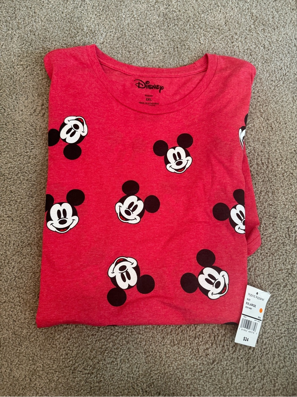 Disney Mickey Mouse All Over Print Tshirt Men’s Sz 2XL Red NWT